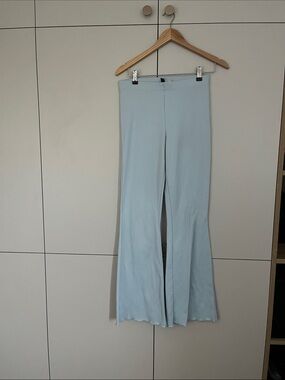 H&M Divided Light Blue Ribbed Flared Pants